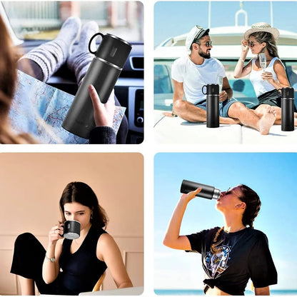 Termo de acero inoxidable + 3 tazas